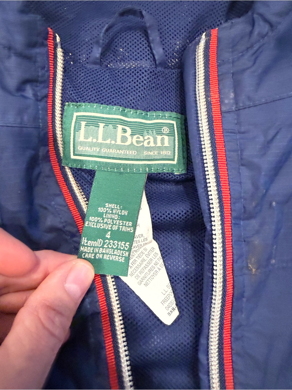 L.L.Bean Navy Jacket with Red and White Trim